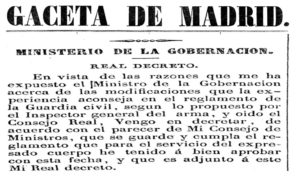 El ramo de la vigilancia y la Guardia Civil en 1852
