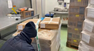 La Guardia Civil inmoviliza 186 toneladas de pescado congelado en Marín
