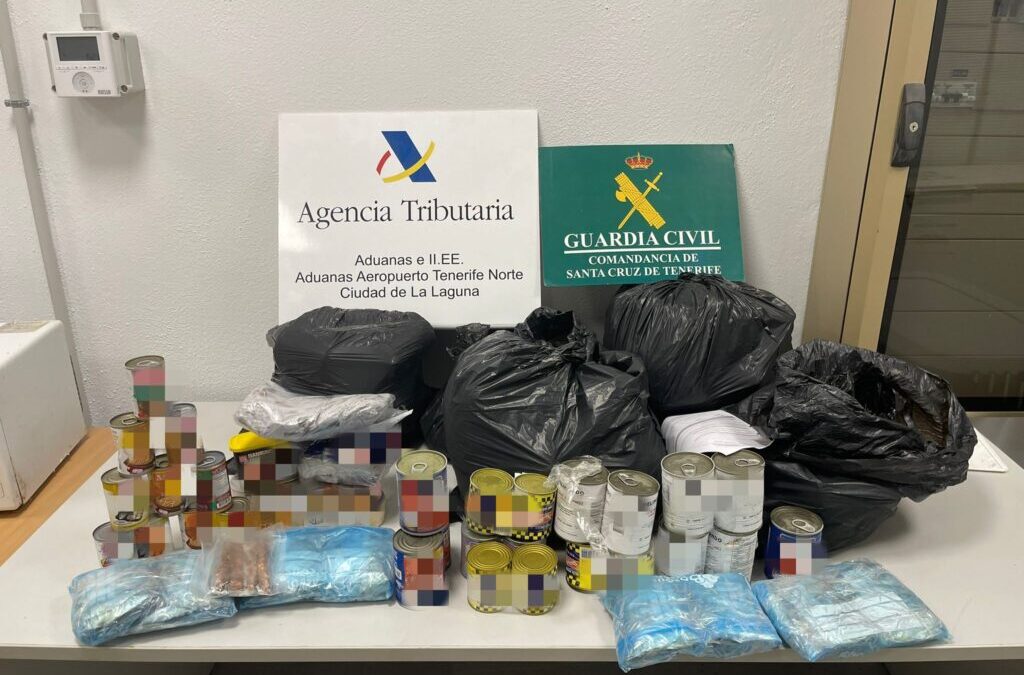 Dos investigados por un delito contra la salud pública sorprendidos portando gran cantidad de alimentos prohibidos en el aeropuerto Tenerife Norte