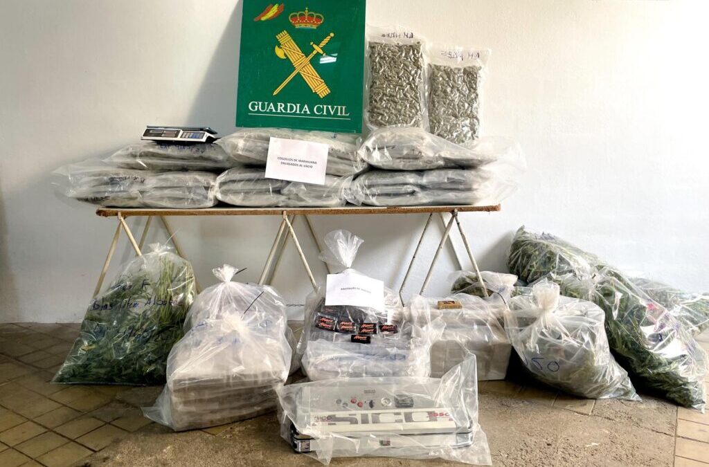 Incautados 120 kilos de hachís, más de 32 kilos de marihuana y más de 1500 plantas de cannabis en un edificio ocupado de Albolote