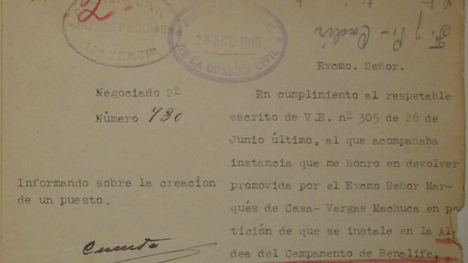 Informe emitido subinspector Tercio Cadiz